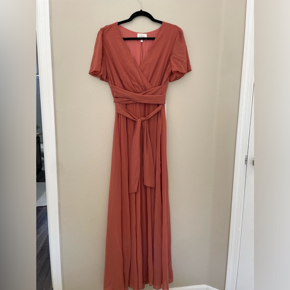 Bohme Coral Pink Maxi Tie Dress Bridesmaid